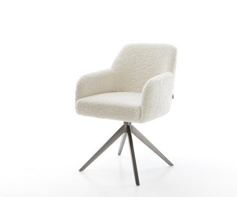 Chaise-pivotante Greg-Flex tissu teddy beige pied croisé large grafiete pivotement sur 360° fonction bascule resorts ensachés