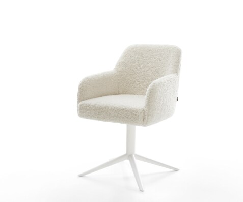 Chaise-pivotante Greg-Flex tissu teddy beige pied de chaise 4 branches blanc pivotement sur 360° fonction bascule resorts ensachés