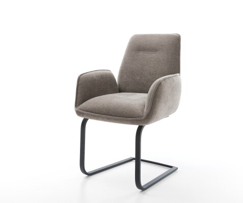 Cantilever Zoa-Flex tissu structuré doux taupe pied cantilever plat noir ressorts ensachés