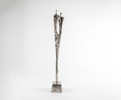 Figurine Gemini l22 x P22 x H166 cm Aluminium Platin Faite main