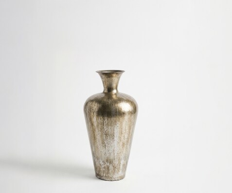 Vase Marvella l23 x P23 x H48 cm Métal Platin Aurum Fait main