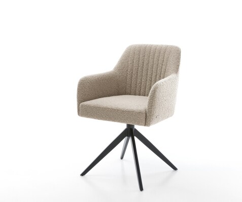 Chaise-pivotante Greg-Flex bouclé boue pied croisé large noir pivotement sur 360° fonction bascule ressorts ensachés