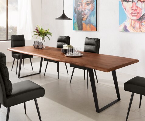 Table-à-manger Edge 300x100 XL acacia marron métal incliné Live-Edge