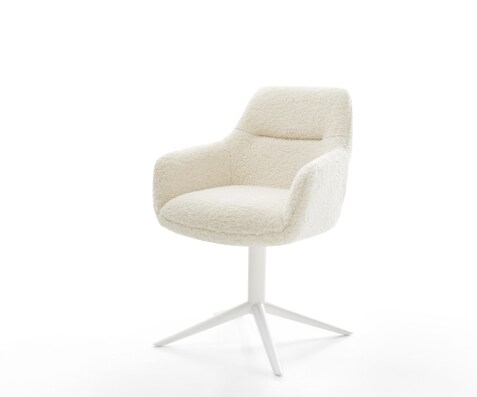 Chaise-pivotante Pejo-Flex tissu teddy beige pied de chaise 4 branches blanc pivotement sur 360° fonction bascule resorts ensachés