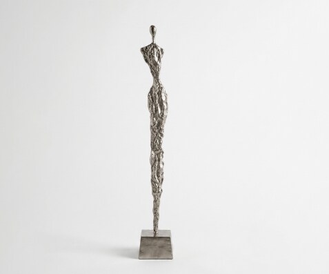 Figurine Valeria l15 x P15 x H102 cm Aluminium Platin Faite main