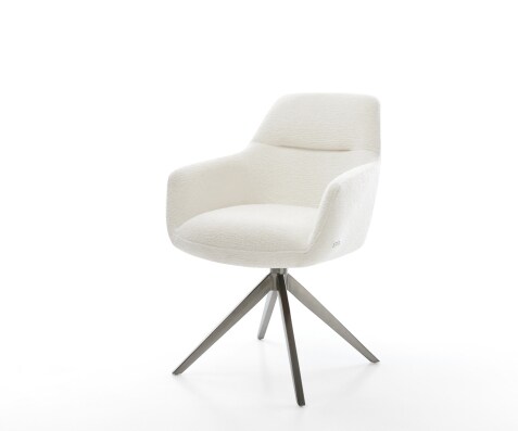 Chaise-pivotante Pejo-Flex bouclé doux beige pied croisé large grafiete pivotement sur 360° fonction bascule resorts ensachés