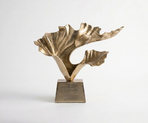 Sculpture Ginkara l60 x P18 x H57 cm Aluminium Champagner Faite main