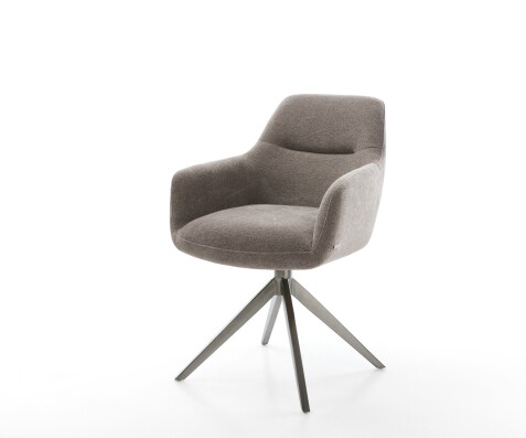 Chaise-pivotante Pejo-Flex tissu structuré doux taupe pied croisé large grafiete pivotement sur 360° fonction bascule ressorts ensachés