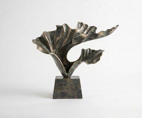 Sculpture Ginkara l60 x P18 x H57 cm Aluminium Verde Antico Faite main