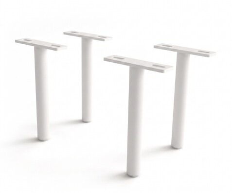 Pied rond en métal blanc 20 cm (lot de 4)