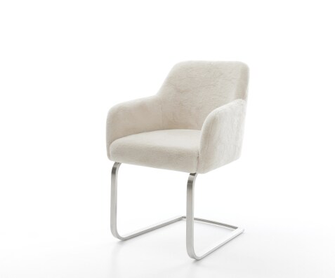 Cantilever Greg-Flex peluche crème-blanc pied cantilever plat acier inoxydable resorts ensachés