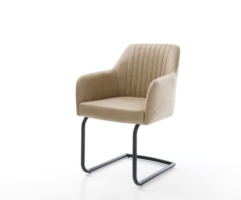 Cantilever Greg-Flex microvelours beige vintage pied cantilever rond noir ressorts ensachés