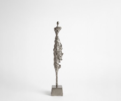 Figurine Serina l14 x P14 x H85 cm Aluminium Platin Faite main
