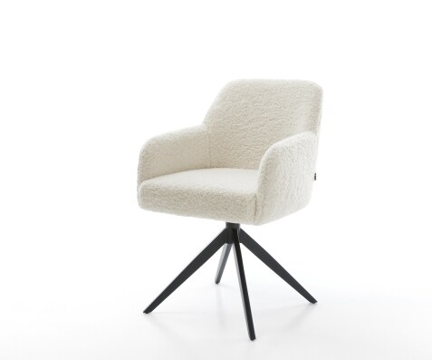 Chaise-pivotante Greg-Flex tissu teddy beige pied croisé large noir pivotement sur 360° fonction bascule resorts ensachés