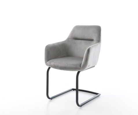Cantilever Pejo-Flex velours gris pied cantilever rond noir ressorts ensachés