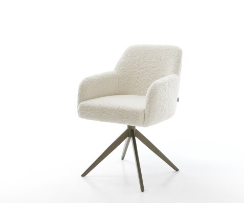 Chaise-pivotante Greg-Flex tissu teddy beige pied croisé large aspect titane pivotement sur 360° fonction bascule resorts ensachés