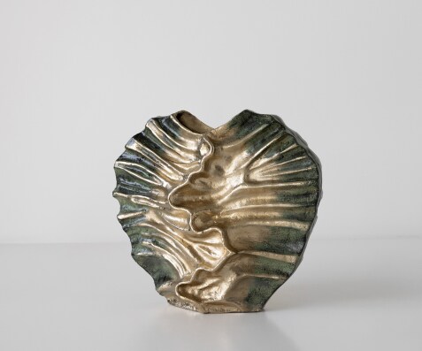Vase Nerina l47 x P18 x H42 cm Aluminium Verde Antico Fait main