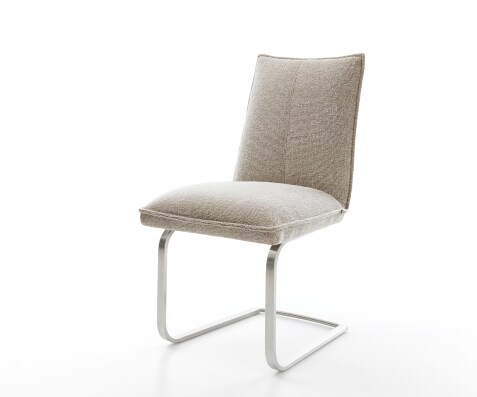 Cantilever Lelio-Flex tissu tissé doux beige pied cantilever plat acier inoxydable resorts ensachés
