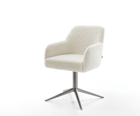 Chaise-pivotante Greg-Flex tissu teddy beige pied de chaise 4 branches grafiete pivotement sur 360° fonction bascule resorts ensachés