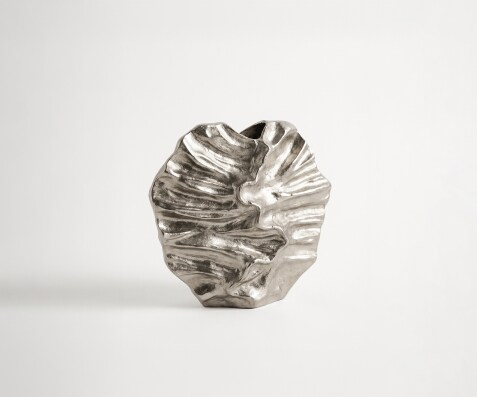 Vase Nerina l36 x P13 x H35 cm Aluminium Platin Fait main