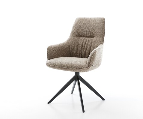 Chaise-pivotante Zelia-Flex avec accoudoirs bouclé boue pied croisé large noir pivotement sur 360° fonction bascule ressorts ensachés