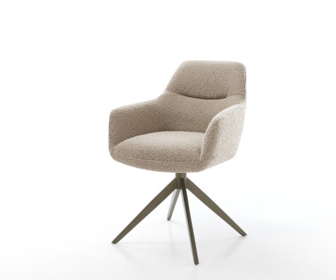 Chaise-pivotante Pejo-Flex bouclé boue pied croisé large aspect titane pivotement sur 360° fonction bascule ressorts ensachés